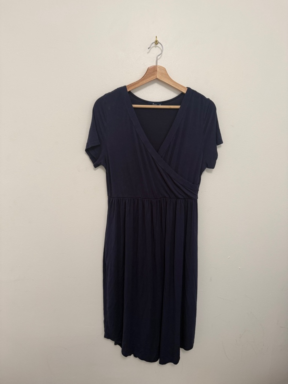 Simier Fariry Navy V-Neck Short Sleeve Dress
